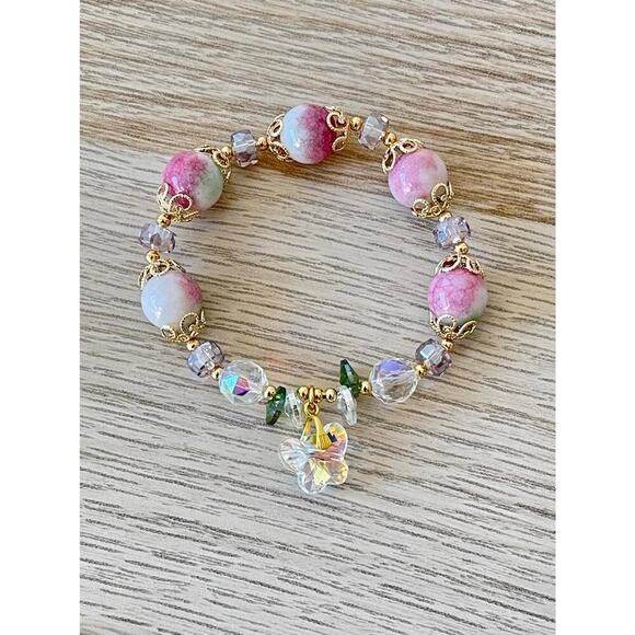 Swarovski Beaded Charm Butterfly Bracelet - Picture 2 of 7